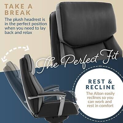 TAKE A BREAK  
The plush headrest is in the perfect position when you need to lay back and relax

The Perfect Fit

REST & RECLINE  
The Alton easily reclines so you can work and rest in comfort