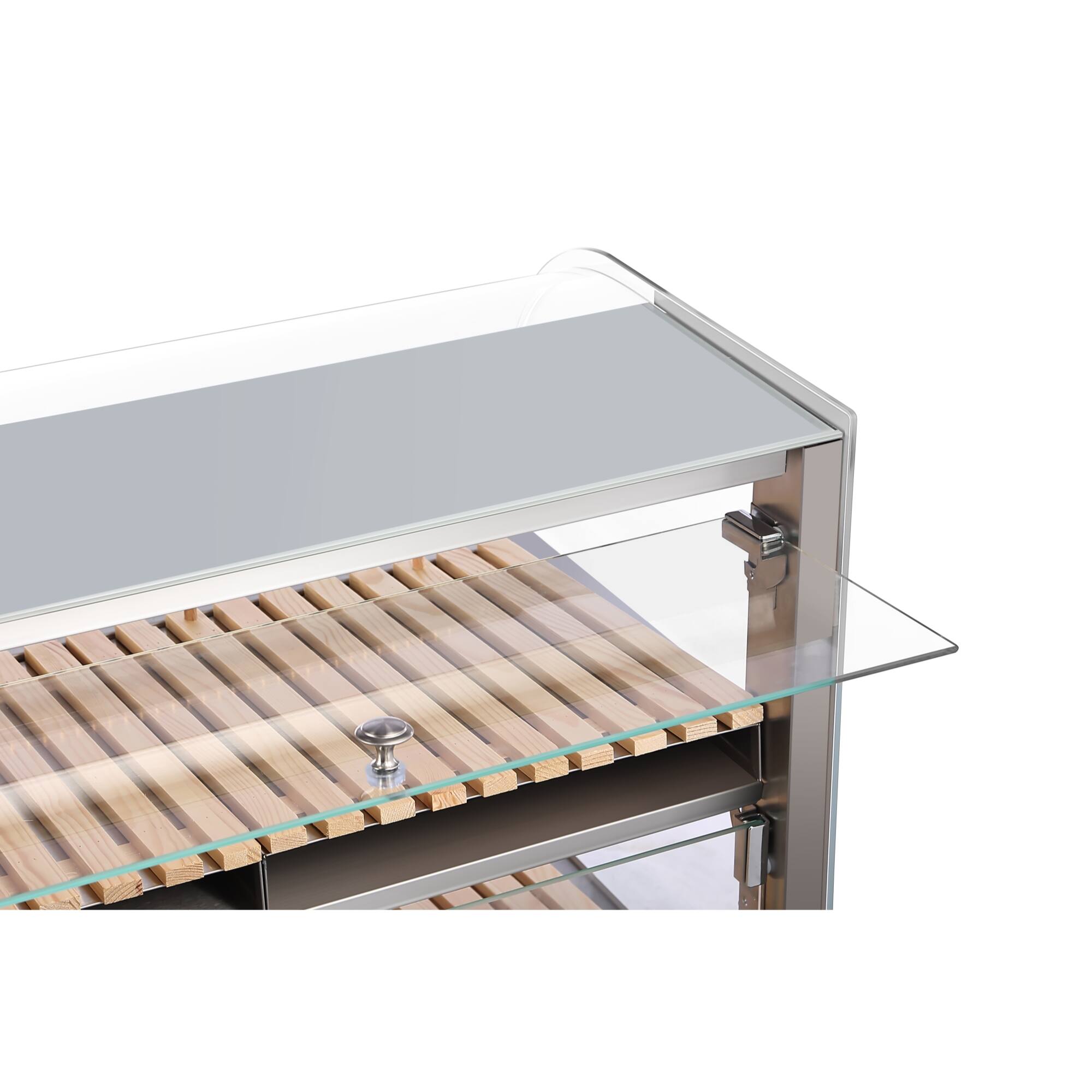 Alt View 6. Koolmore - 40 in. Glass Countertop Dry Bakery Display Case with Two Shelves and Bamboo Trays, 5.3 cu. ft. (DC-53C-B) - Silver.