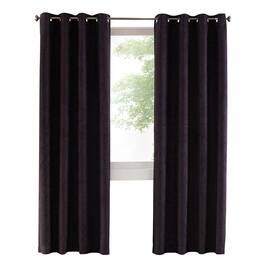 Commonwealth Home Fashions - Thermaplus Navar Blackout Suede Textured Window Treatment Grommet Curtain Panel for Bedroom Livingroom 54" x 108" - Black