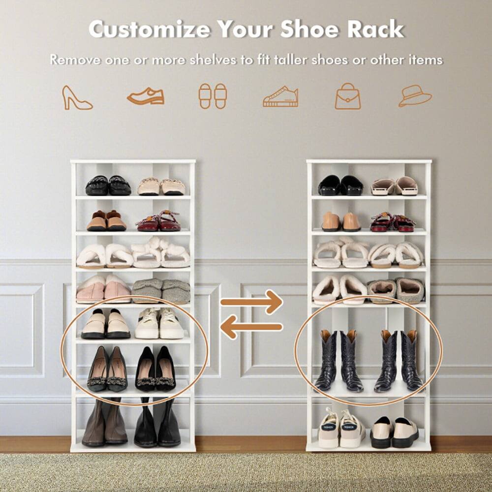 Customize Your Shoe Rack  
Remove one or more shelves to fit taller shoes or other items