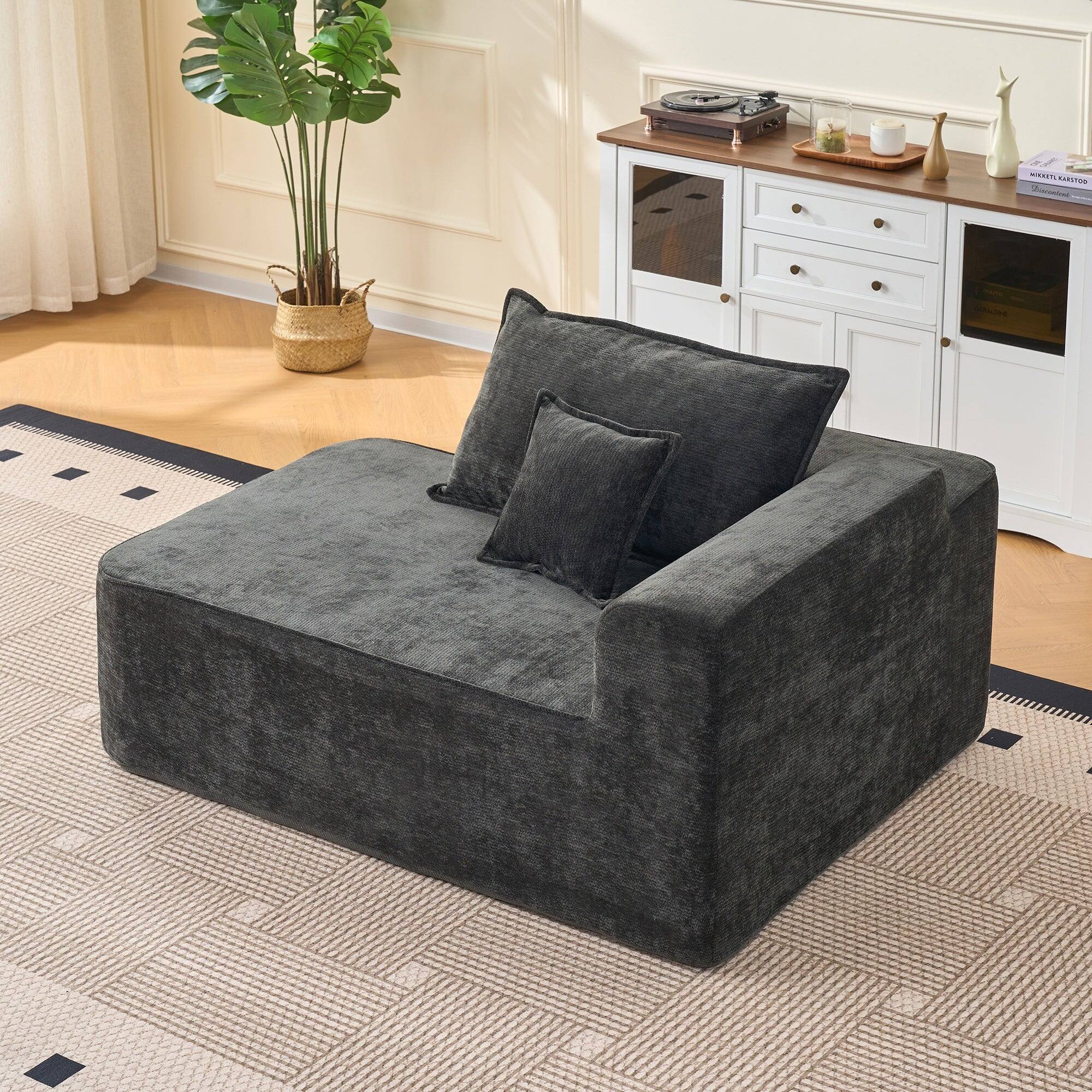 Alt View 5. Boyel Living - Compressed Black Chenille Modular Sofa with Side Storage No Assembly Required 4-Seat - Black.