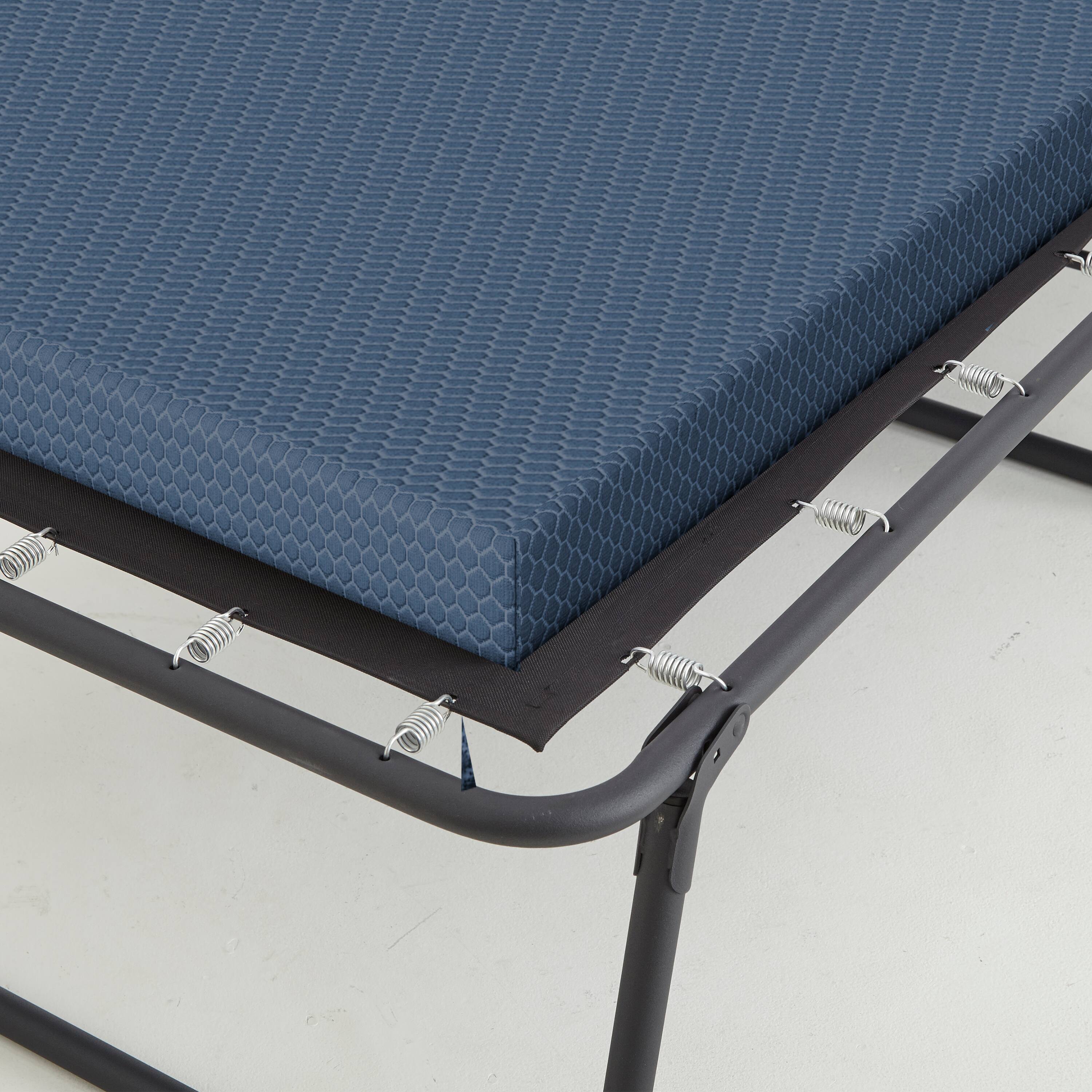 Alt View 2. Boyd Sleep - Folding Guest Bed, Metal Frame with GelLux PU Mattress, Washable Removable Cover - Dark Blue.