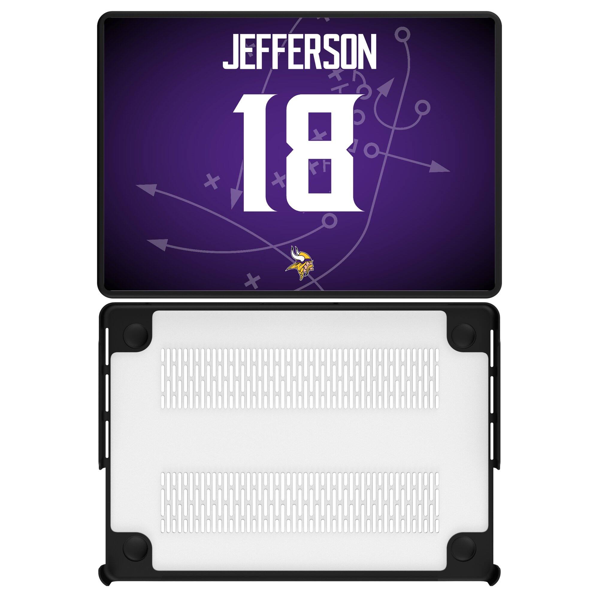 Front. Keyscaper - Justin Jefferson Minnesota Vikings MacBook Case - Pro 14 in - Multicolor.