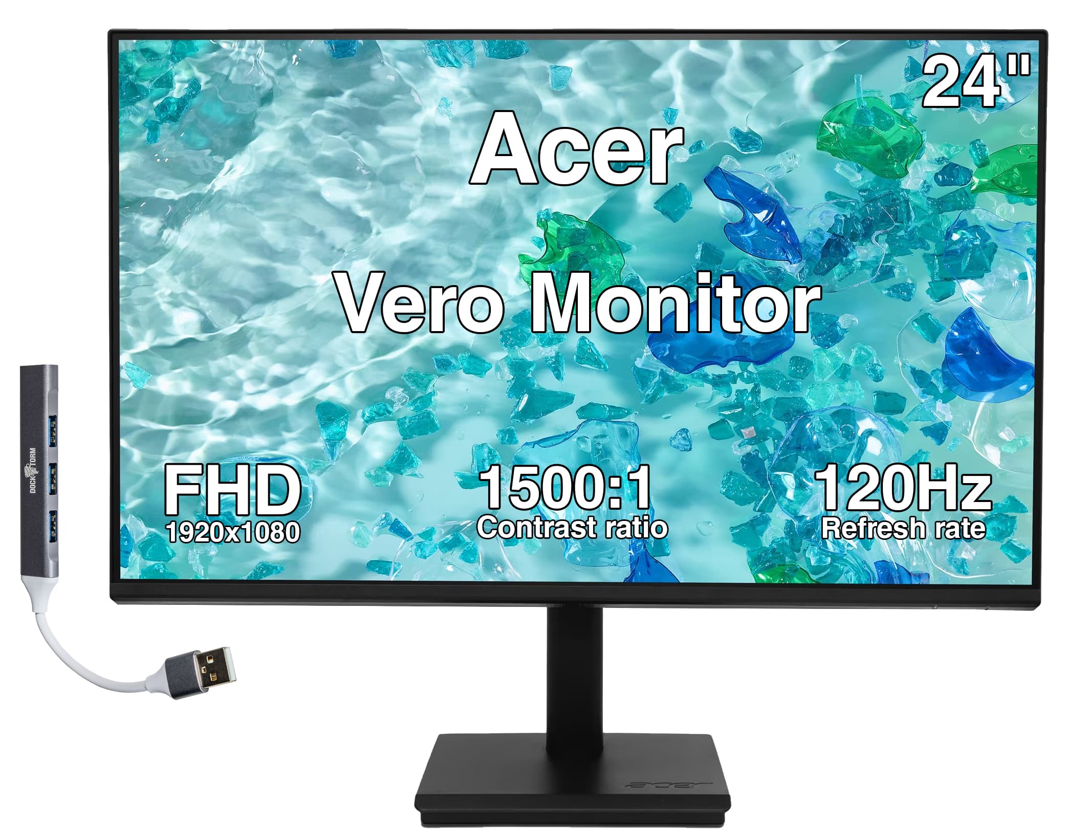 "Acer - Vero 24"" FHD Monitor, 4ms Response Time, Anti-Glare, 120Hz Refresh Rate, Built-in Speaker & DKZ Hub w/HDMI cable - Black" price history on PriceWatchPro
