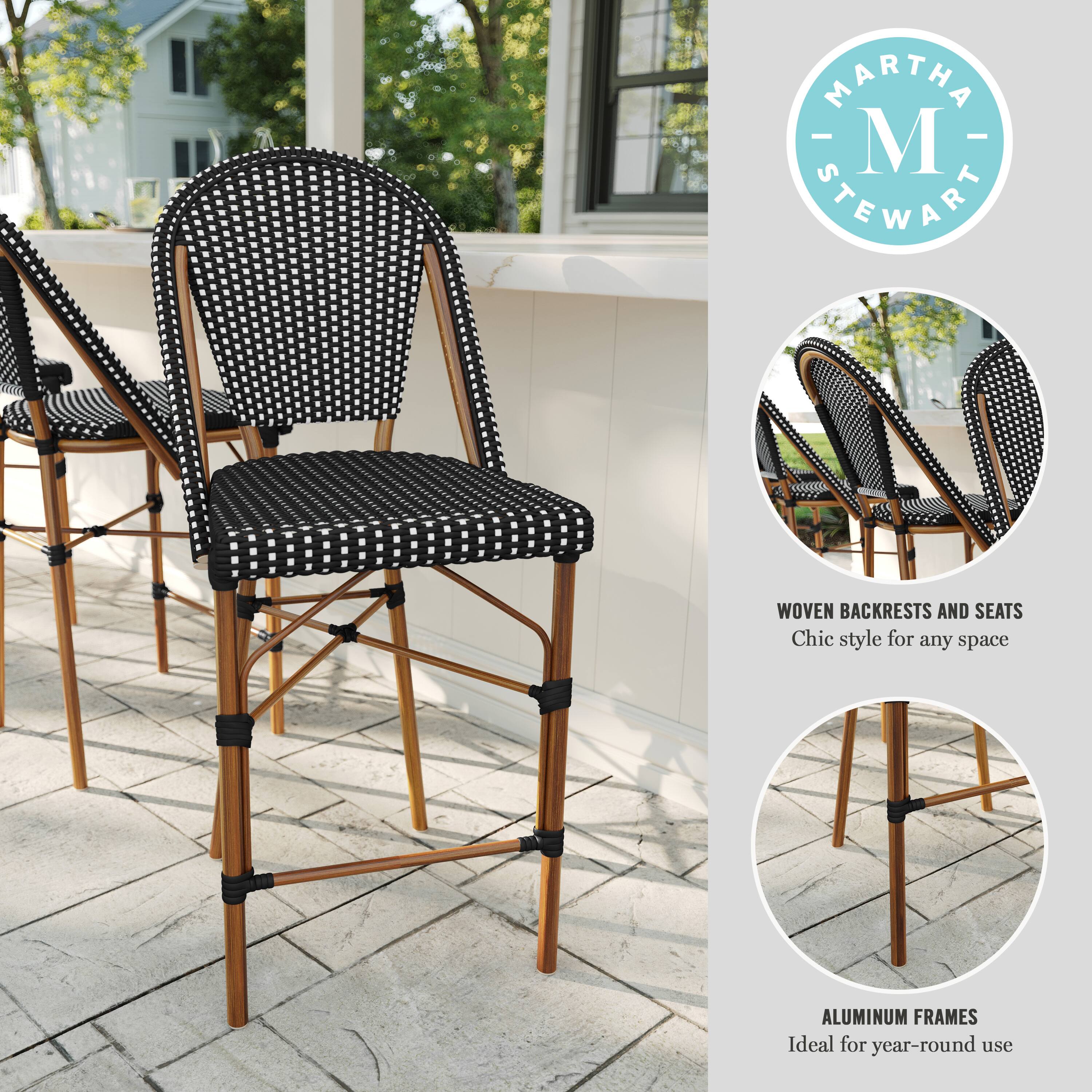 MARTHA STEWART WOVEN BACKRESTS AND SEATS Chic style for any space ALUMINUM FRAMES Ideal for year-round use