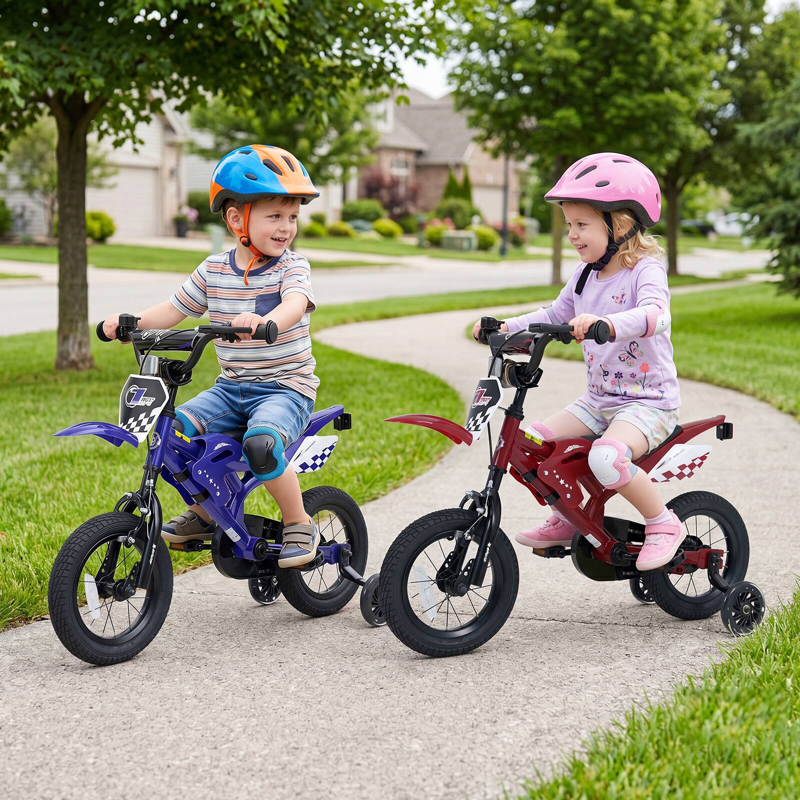 Alt View 3. Costway - Costway 12" Kids Bike with Removable Training Wheels, Dual Brake System for Ages 3-4 Years - Navy.