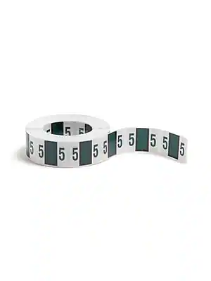 Front. Smead - BCCRN Color Coded Numeric Labels, 5, Dark Green, 500/Roll - Green.