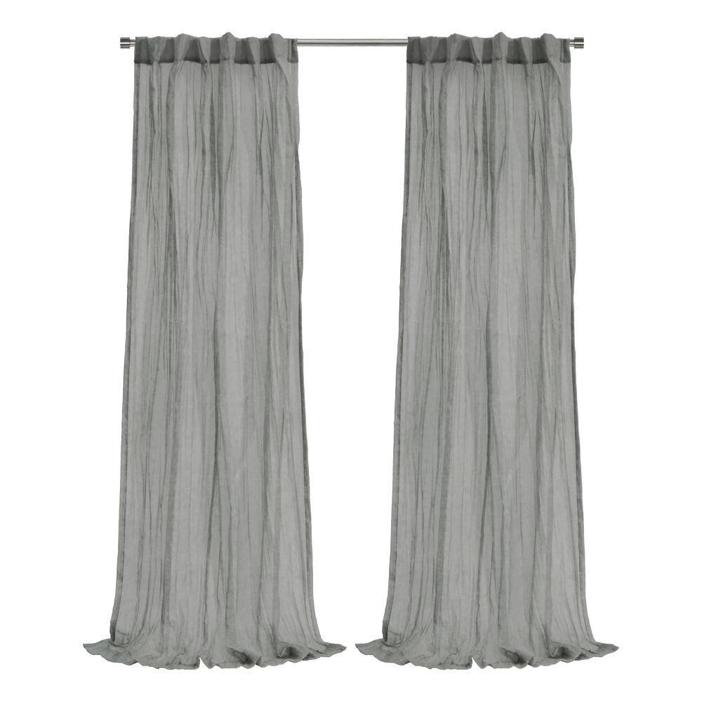 Front. Commonwealth Home Fashions - Habitat Paloma Sheer Dual Header Stylish and Functional Curtain Panel 52" x 108" Grey - Grey.