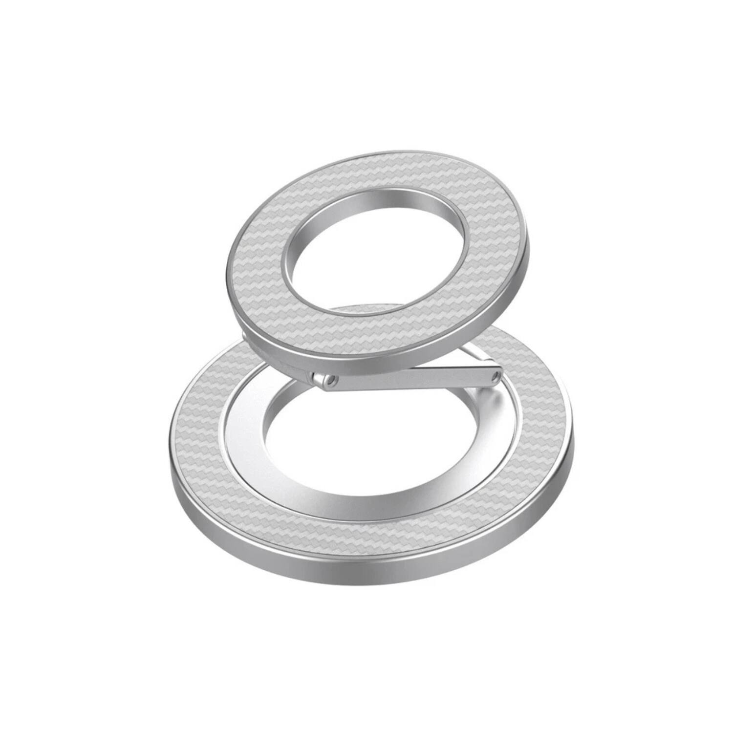 Stock Preferred - Double Magnetic Phone Ring Holder with Kickstand - Silver