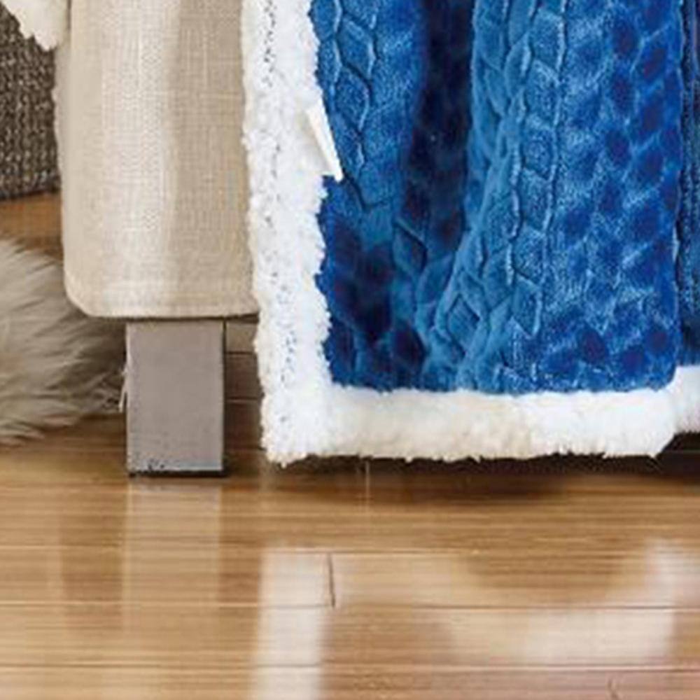 Alt View 2. Noble House - Soft Braided and Comfortable Plush All Season Sherpa 50" X 60" Throw Blanket, Navy - Navy.