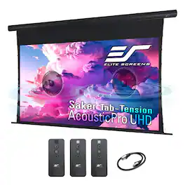 Elite Screens - Saker Tab-Tension AcousticPro UHD Acoustically Transparent Electric Screen, 100" Diag.,16:9, SKT100UH2-E24-AUHD - Black
