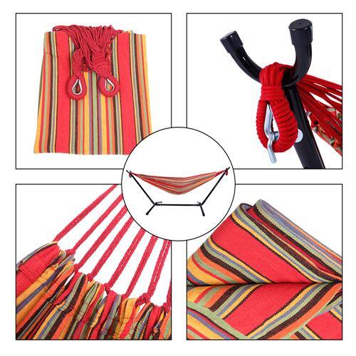 Alt View 2. Winado - Hammock Set 9 FT Heavy Duty with Steel Stand, Portable Carrying Bag for Garden Indoor Outdoor Patio Deck Yard Beach - Red Stripes.