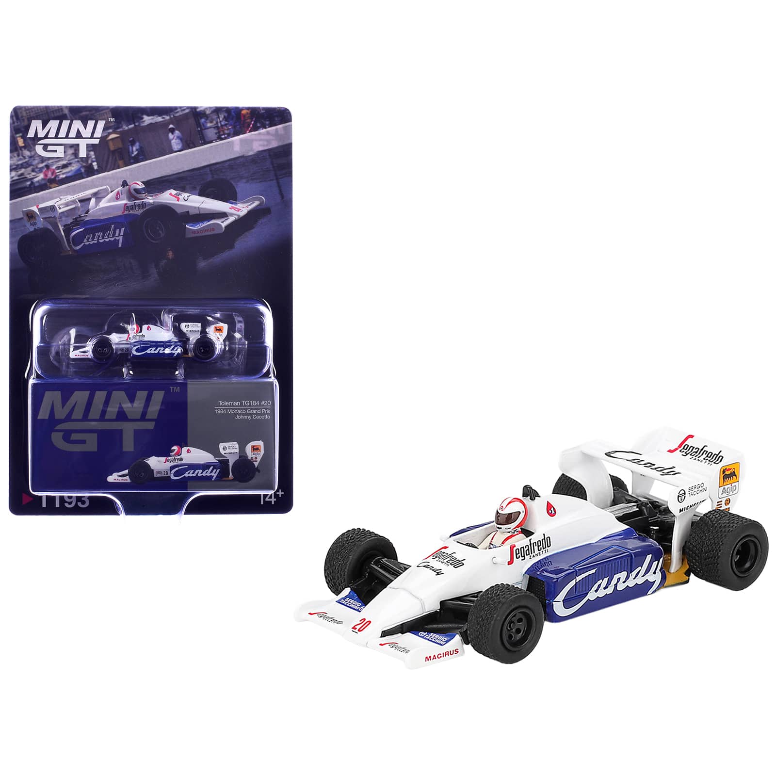 "True Scale Miniatures - Toleman TG184 #20 Johnny Cecotto Formula One F1 ""Monaco GP"" (1984) with Driver Figure 1/64 Diecast Model Car by Mini GT" price history on PriceWatchPro