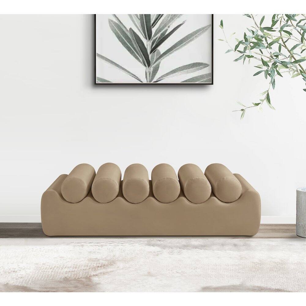 Alt View 1. Meridian Furniture - Rumble Tan Vegan Leather Bench - Brown.
