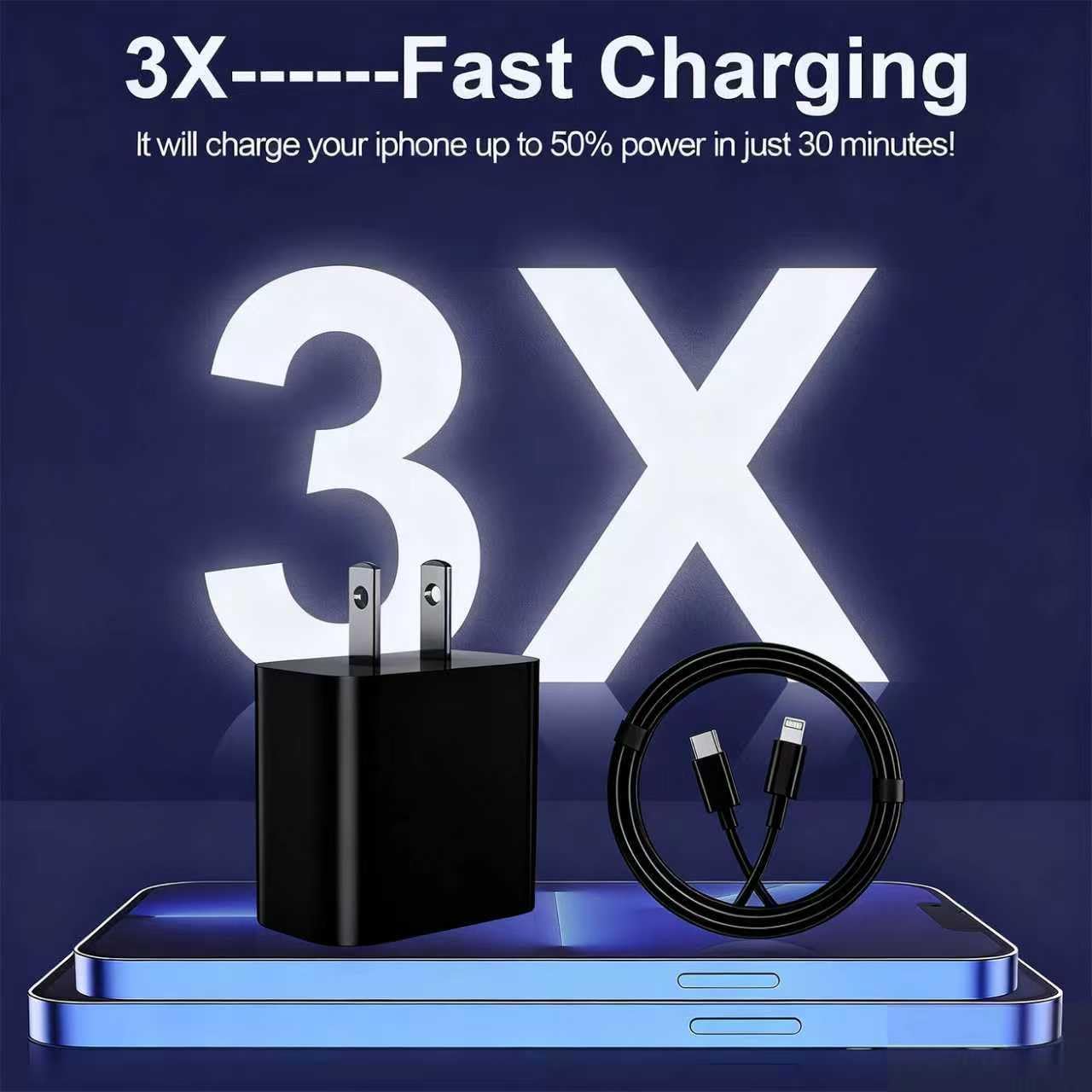 3X Fast Charging  
It will charge your iPhone up to 50% power in just 30 minutes!