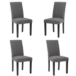 Vecelo - Modern Dining Chairs Set of 4 - High Back PU Leather, Ergonomic Support, 260lb Capacity, Solid Wood Legs - Dark Gray