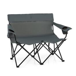 Boyel Living - 2-Person Double Folding Camping Chair 52.0-in L x 38.0-in W x 26.0-in H with Cup Holders - Gray