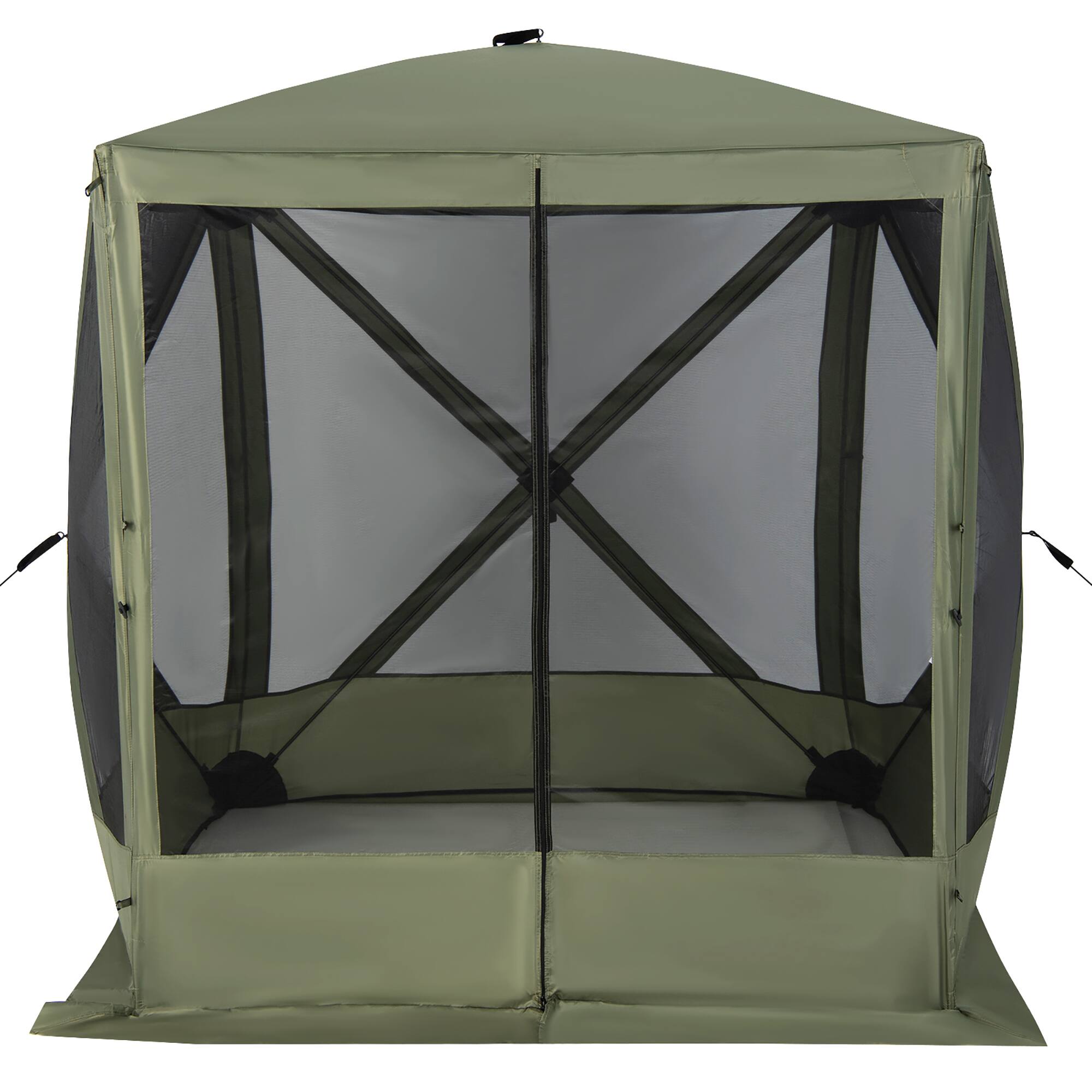 Alt View 19. Costway - 6.7 FT x 6.7 FT 4-Panel Pop up Camping Gazebo Quick-Set with 2 Sunshade Cloths Green - Green.