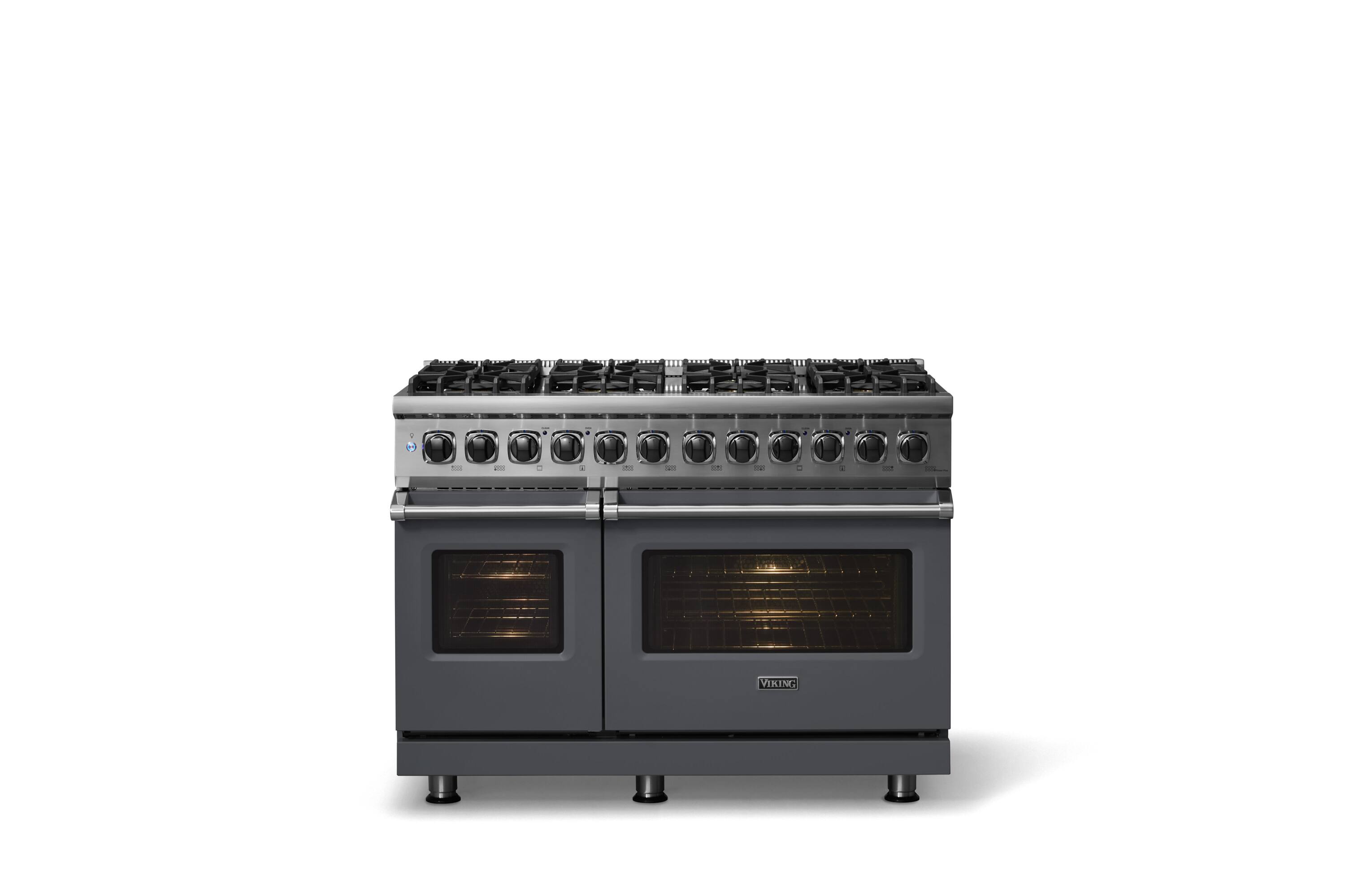 Alt View 2. Viking - 5-Series 48"W Gas Open Burner Range - Cast Black.