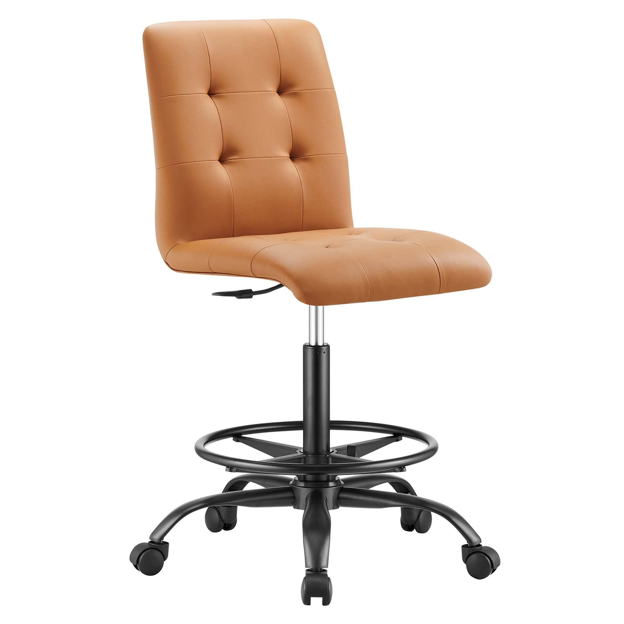 Angle. Modway - Prim Armless Vegan Leather Drafting Chair by Modway - Black Tan.