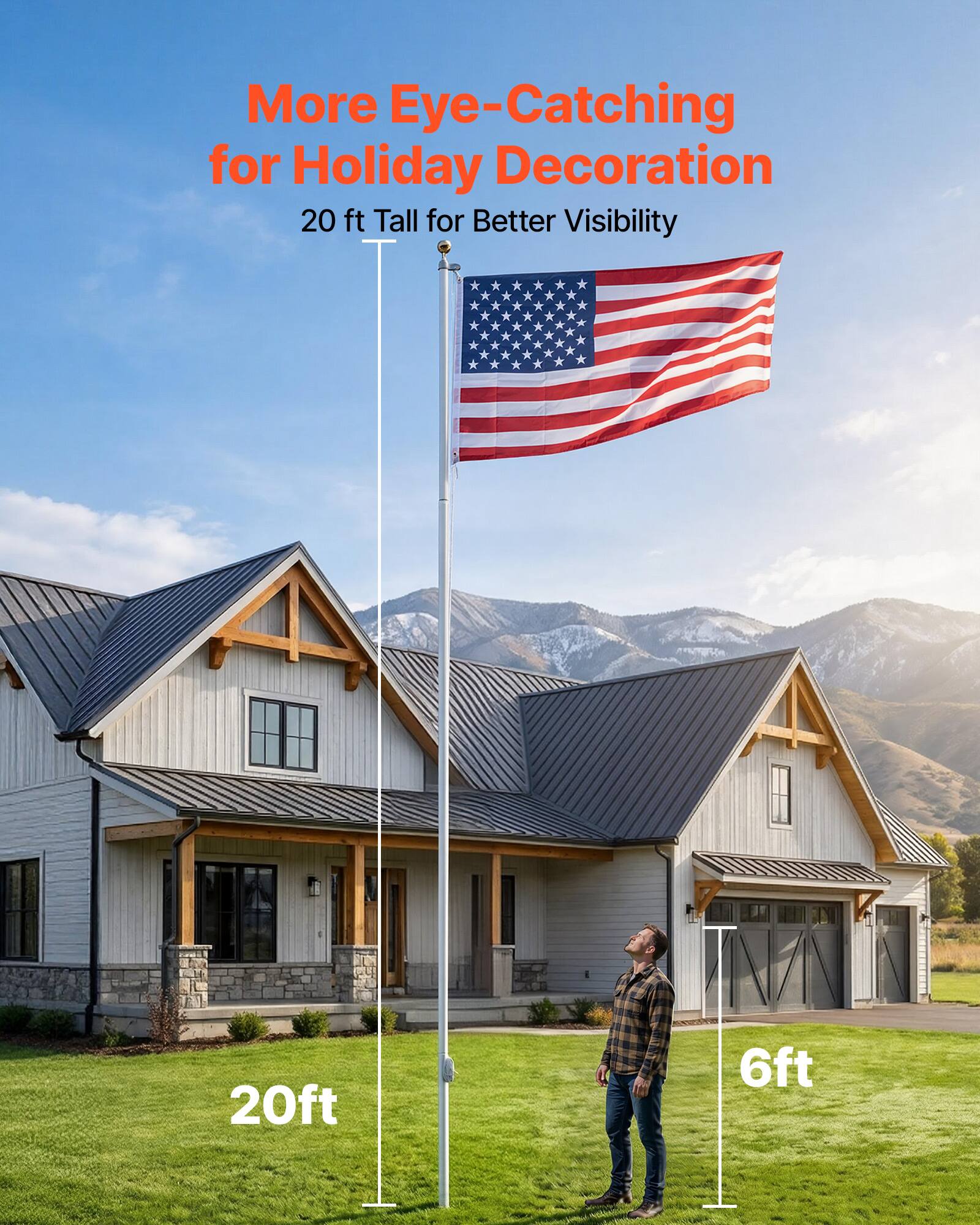 More Eye-Catching for Holiday Decoration  
20 ft Tall for Better Visibility  
20ft  
6ft