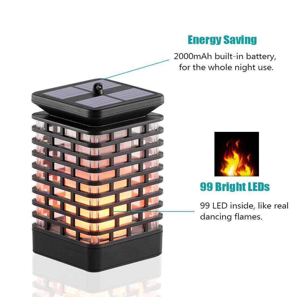 Energy Saving  
2000mAh built-in battery, for the whole night use.  

99 Bright LEDs  
99 LED inside, like real dancing flames.