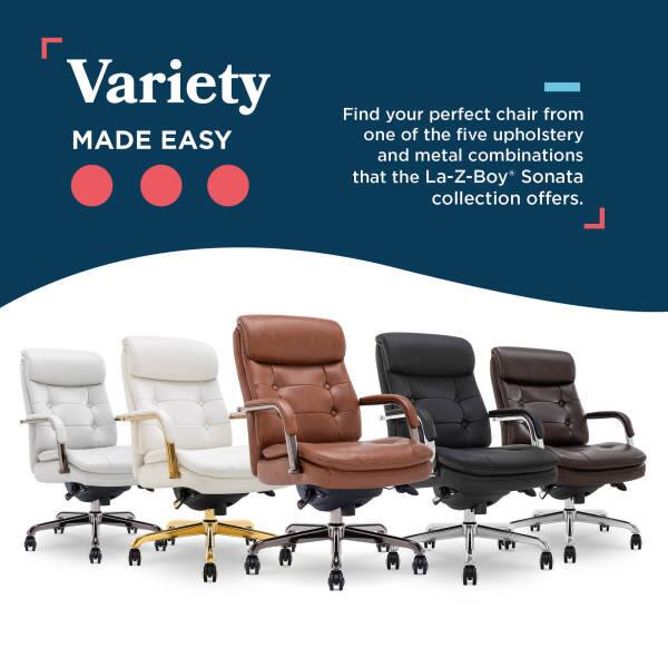 Variety MADE EASY

Find your perfect chair from one of the five upholstery and metal combinations that the La-Z-Boy Sonata collection offers.