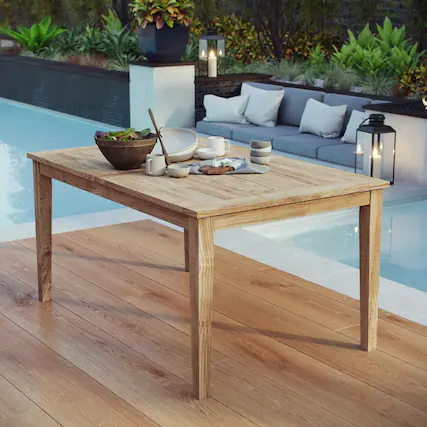 Front. Modway - Marina 60" Outdoor Patio Teak Dining Table by Modway - Natural.