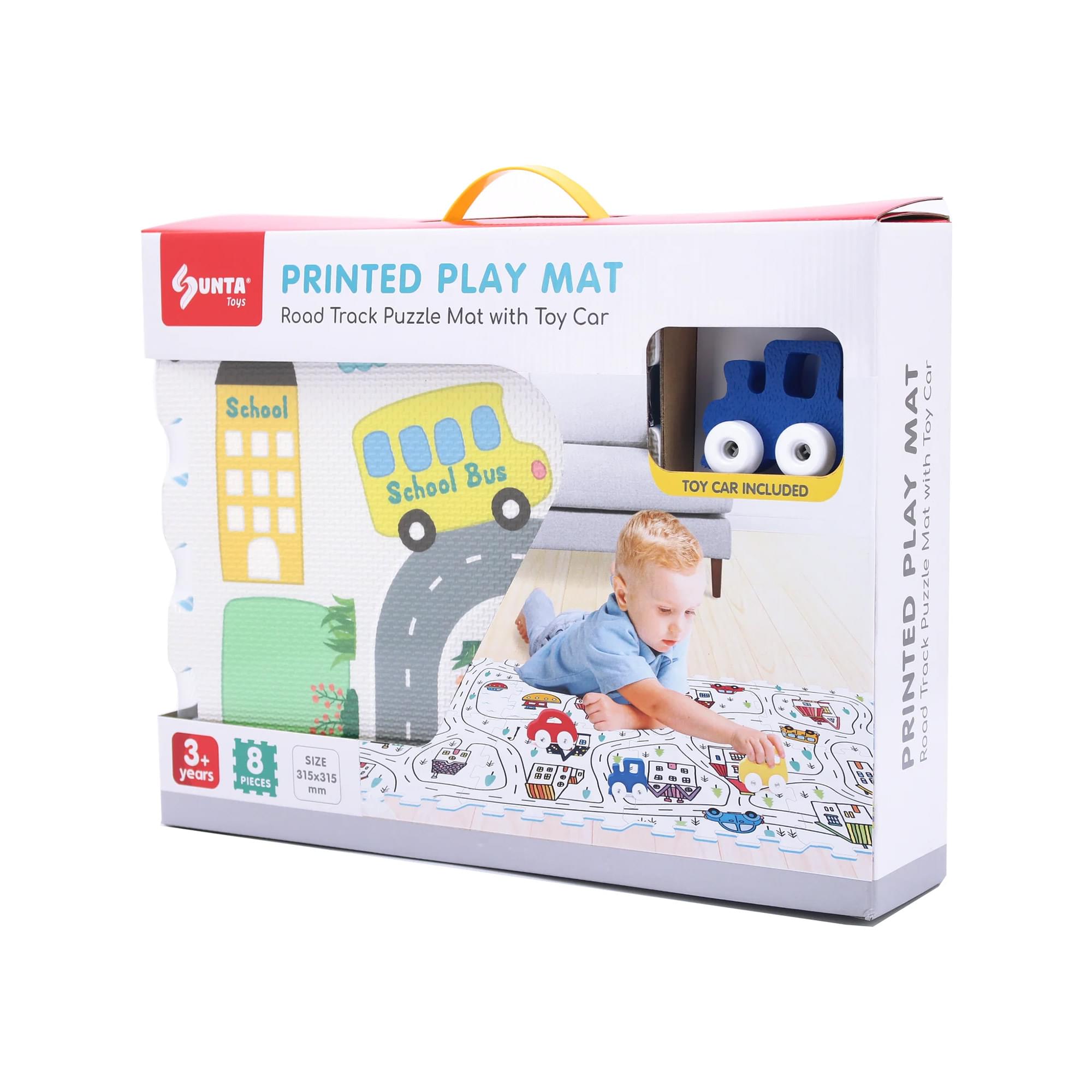 GUNTA UNTA' PRINTED PLAY MAT  
Road Track Puzzle Mat with Toy Car  
School School Bus  
3+ 8 SIZE years PIECES 315x315 mm  
TOY CAR INCLUDED  
1 Cor MAT Tay with PLAY Mat Puzzle PRINTED Track Road