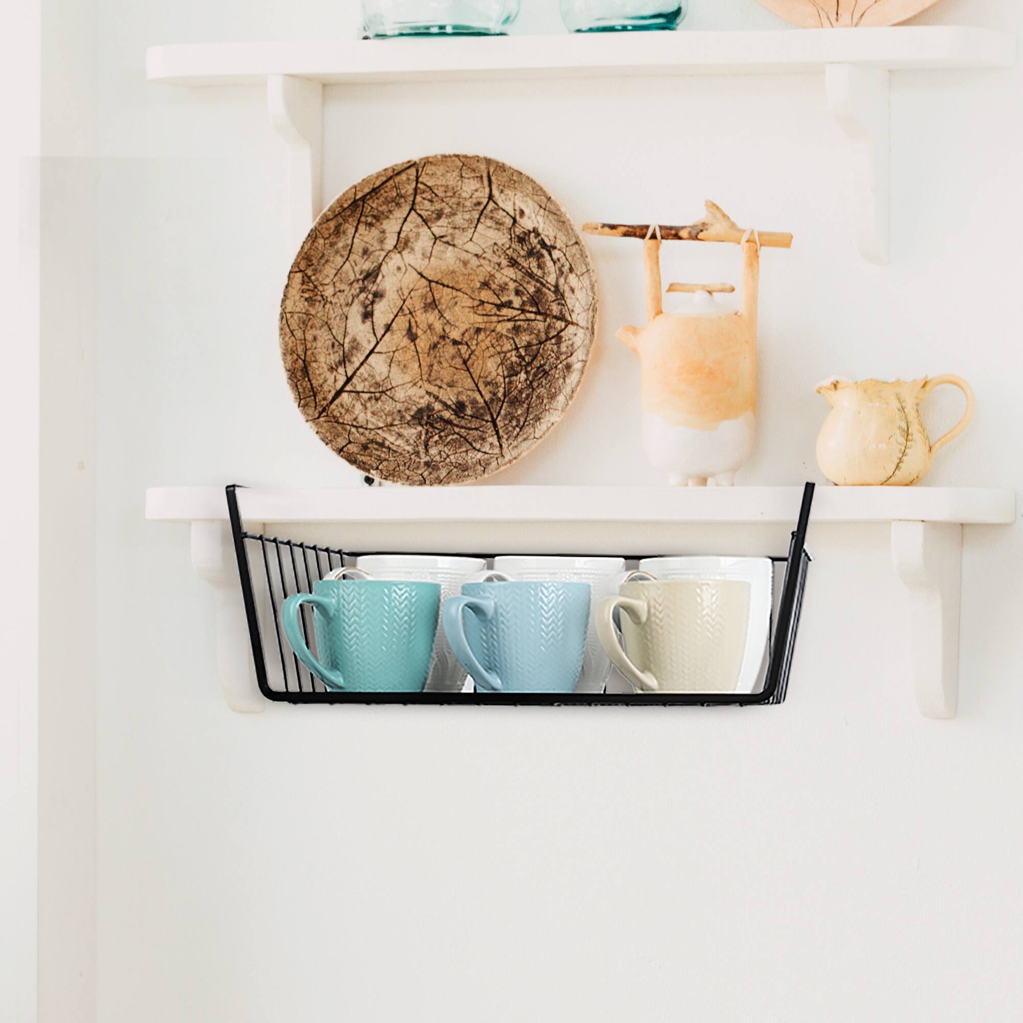 Alt View 1. Oumilen - 4-Pack Black Under Cabinet Hanging Wire Storage Baskets, Undershelf Hanging Organizer Rack.