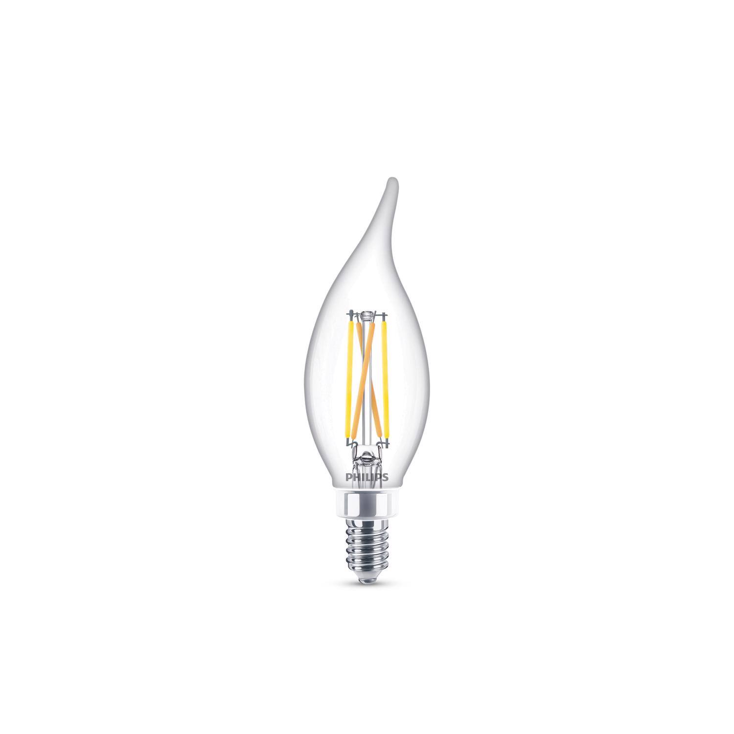 Angle. Philips - Philips BA11 E12 (Candelabra) LED Bulb Soft White 60 Watt Equivalence 3 pk.