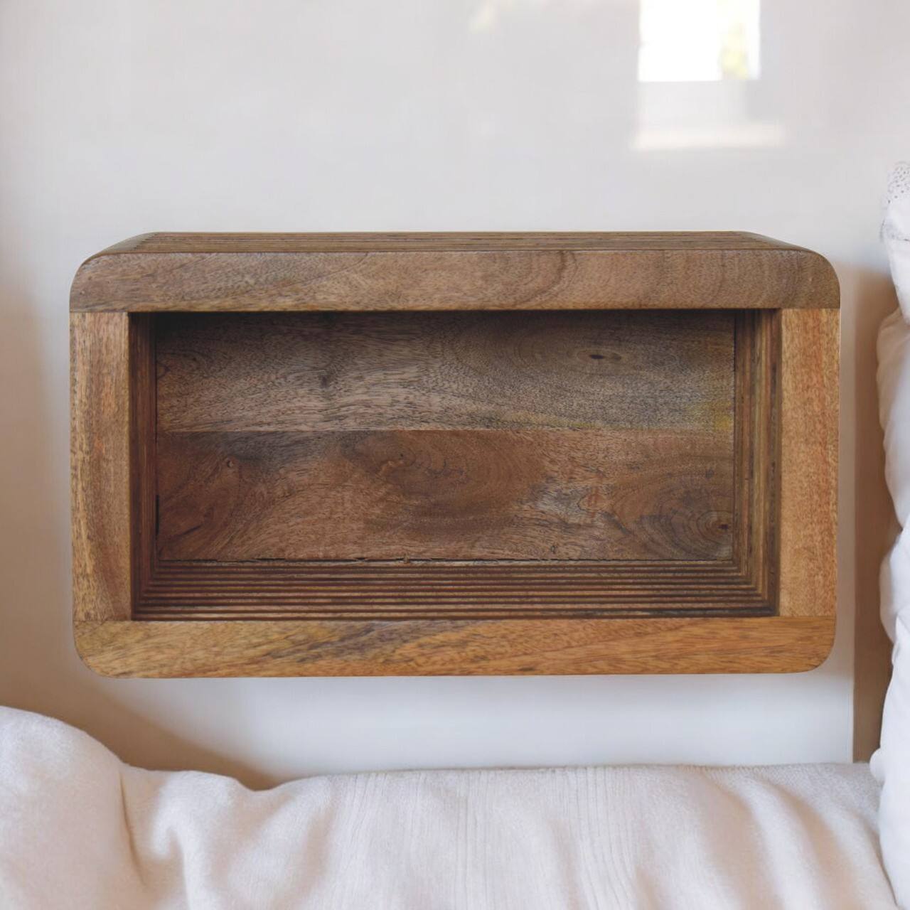 Angle. Artisan Furniture - Artisan Furniture Solid Wood Soba Wall Mounted Bedside, 1 Shelf, Brown - Brown.