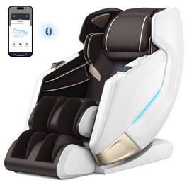 Koligey - 4D Massage Chair, Full Body Zero Gravity Recliner with SL Track, APP Control, Bluetooth,and Electric Calfrest Extension - White