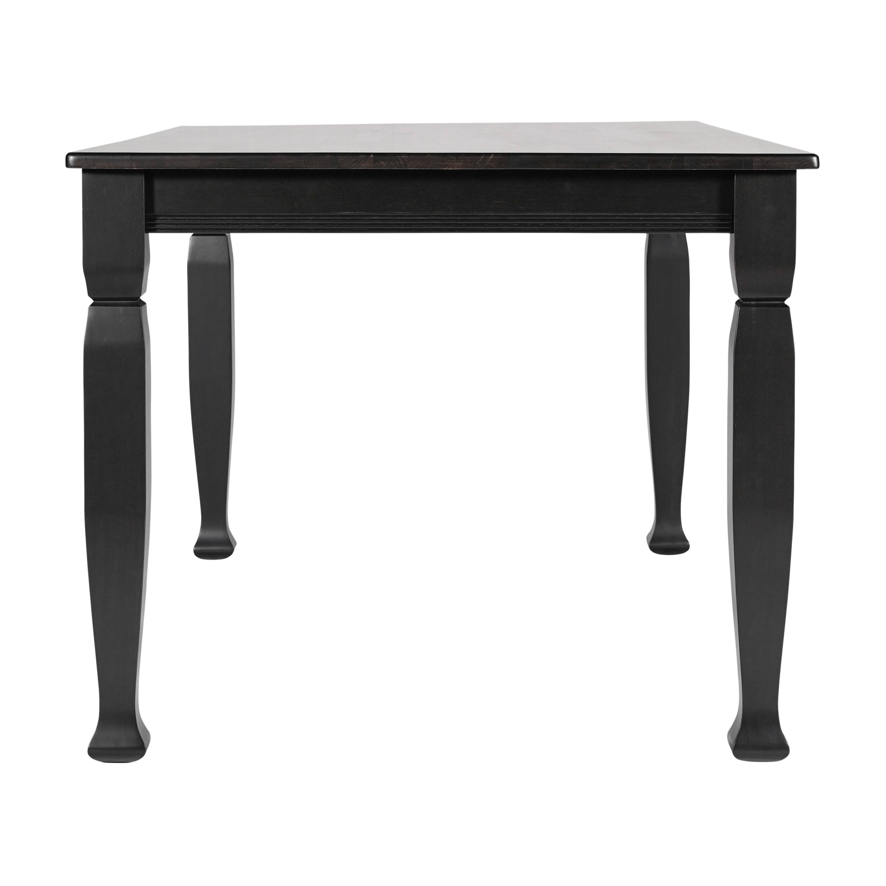 Left. Flash Furniture - Grace 60" Solid Wood Dining Table with Turned Wooden Legs, Commercial Grade Heavy Duty Rectangle Wood Table for 6, Black - Black.
