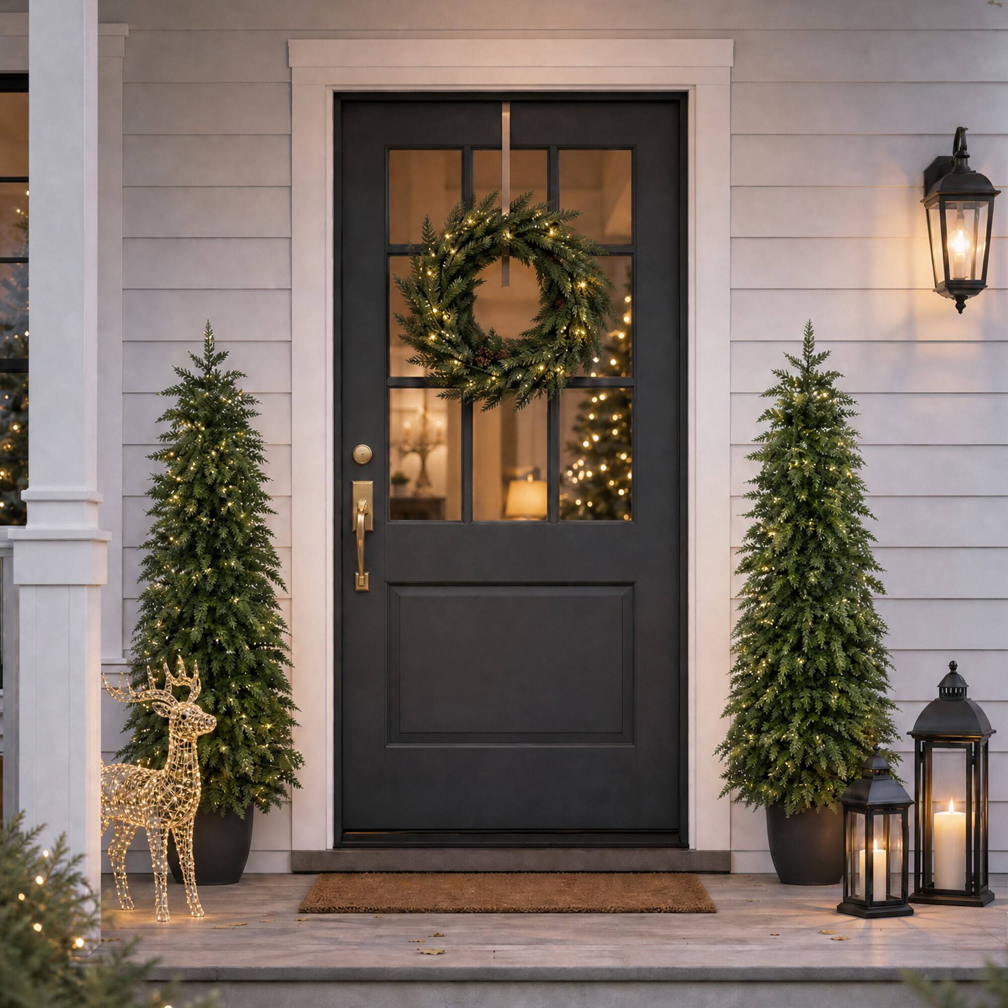 Alt View 9. Glitzhome - 5ft Pre-lit Christmas Artificial Cedar Porch Tree with 150 Lights - Multi.