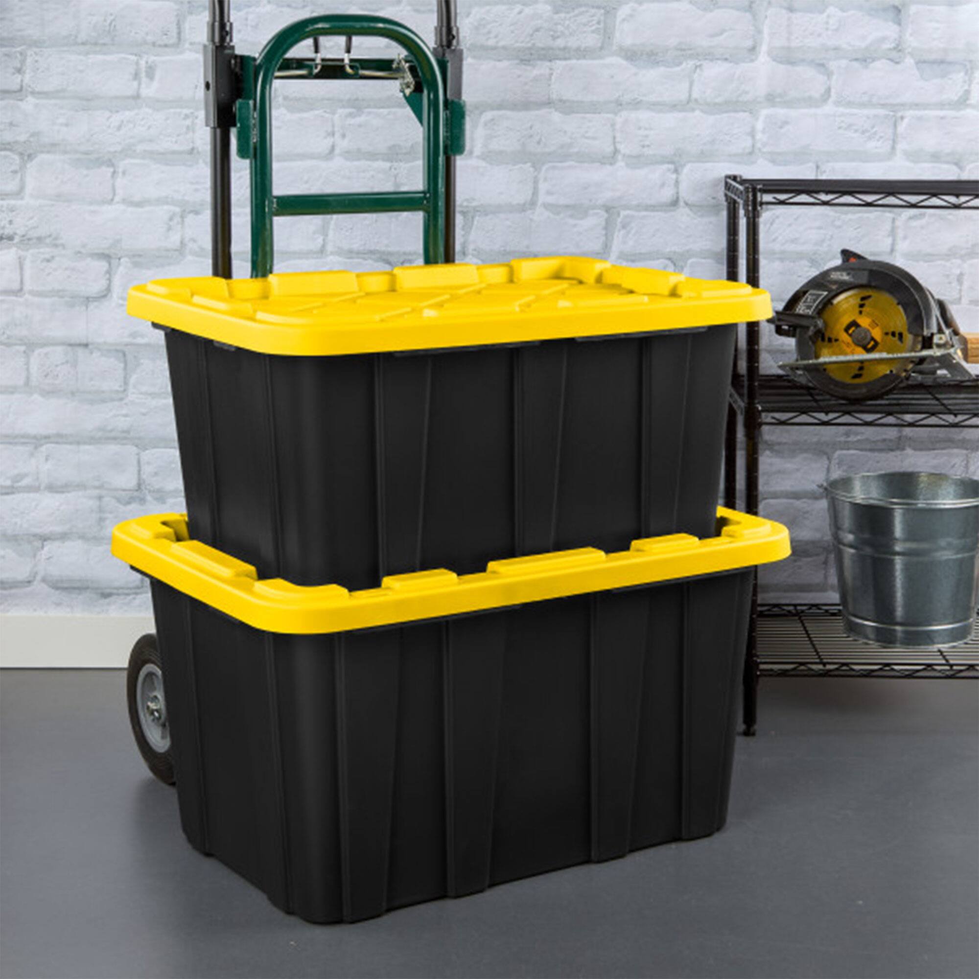 Alt View 3. Sterilite - Sterilite 27 Gallon Industrial Stackable Storage Tote Lidded Containers, 24 Pack - Yellow.