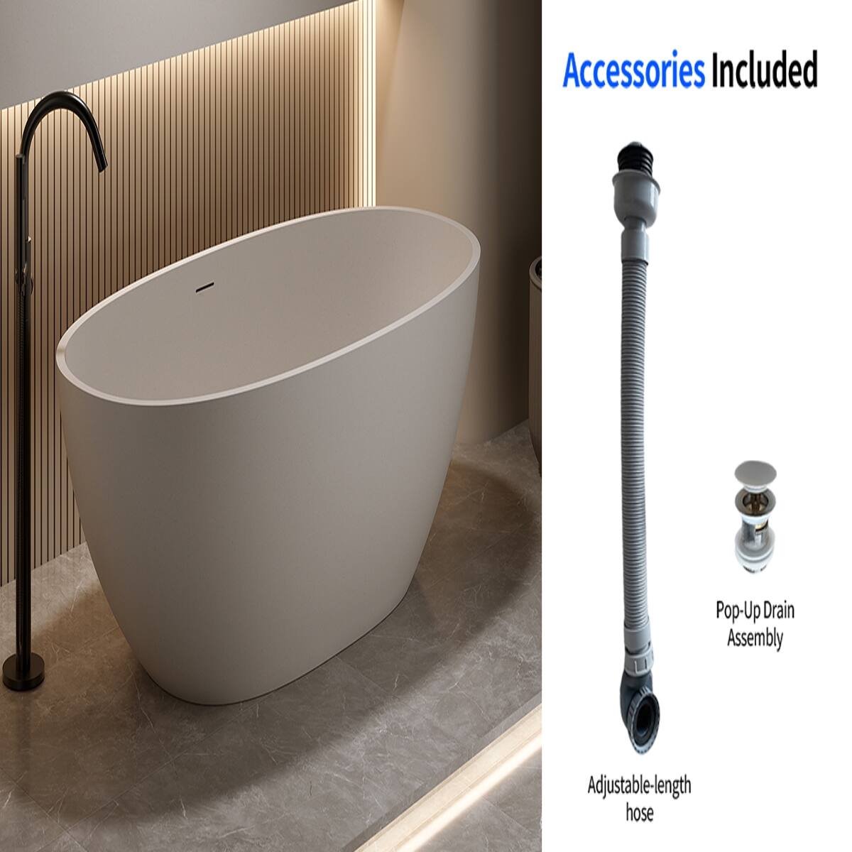 Accessories Included

- Pop-Up Drain Assembly
- Adjustable-length hose