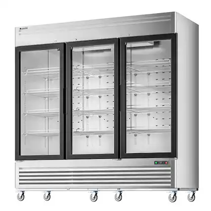 Front. Coolski - Coolski 82 in. 78.2 cu. ft. 3-Glass Door Commercial Reach In Display Upright Freezer in Stainless Steel - Stainless steel.