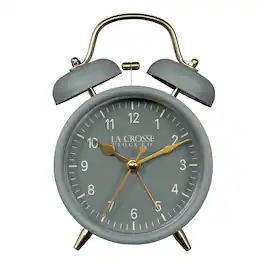 La Crosse Clock Co. - Twin Bell Silent Sweeping Quartz Analog Alarm Clock - Green