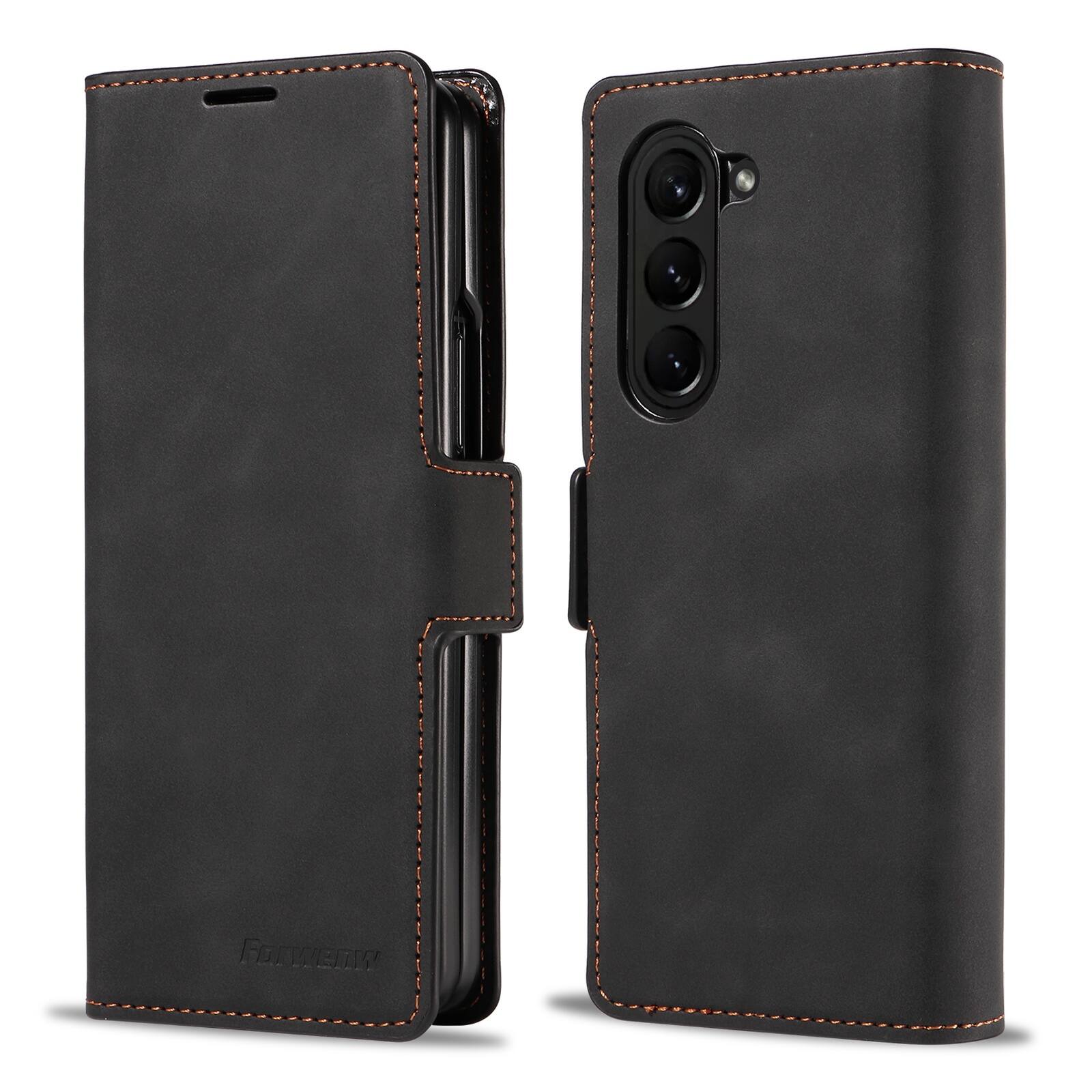 Alt View 1. Dteck - Shockproof PU Leather Case for Samsung Galaxy Z Fold 8 Ultra, Wallet RFID Blocking with Card Slots Flip Stand Cover - Black.