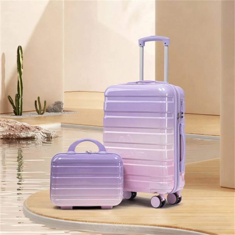 Alt View 7. HTUTWOO - PC Spinner Wheel Luggage 2-Piece Set - 14"/20" Carry On Suitcase, Gradient Color with Combination Lock, Pink+Purple - Pink Purple.