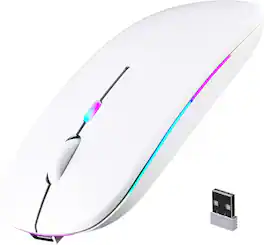 RISOKEYS - Wireless Bluetooth Mouse, Rechargeable, LED, Silent, Ultra-thin Design, Portable Computer Mouse - Wireless - White