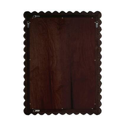 Front. Butler Specialty - Flora 30 in. W x 40 in. H Rectangular Rattan Scalloped Edge Wall Mirror - Brown.