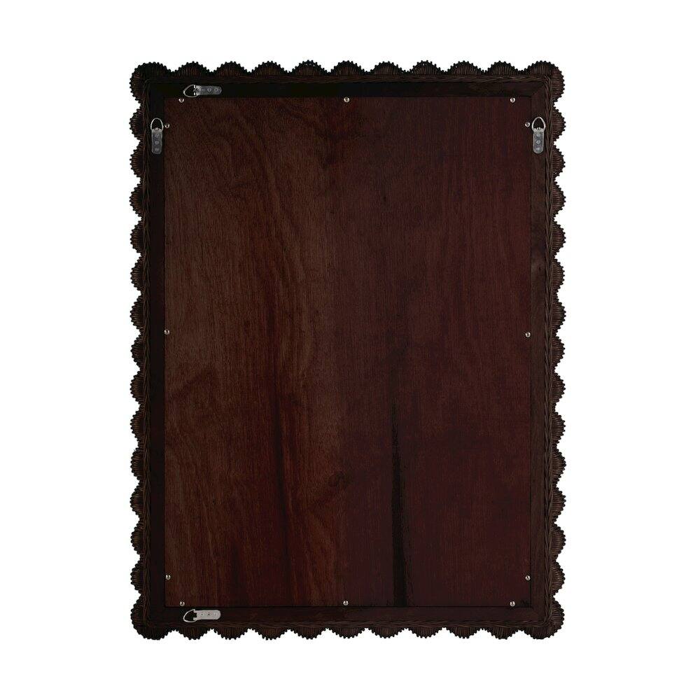 Front. Butler Specialty - Flora 30 in. W x 40 in. H Rectangular Rattan Scalloped Edge Wall Mirror - Brown.