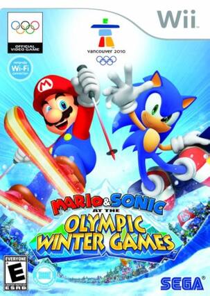 Wii
OFFICIAL VIDEO GAME
vancouver 2010
Nintendo Wi-Fi Connection
MARIO & SONIC AT THE OLYMPIC WINTER GAMES
EVERYONE
ESRB
SEGA - E (Everyone)