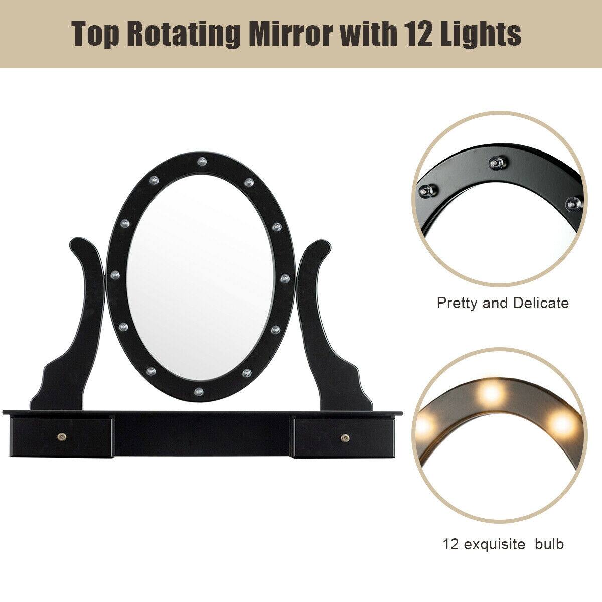 Top Rotating Mirror with 12 Lights

Pretty and Delicate

12 exquisite bulb