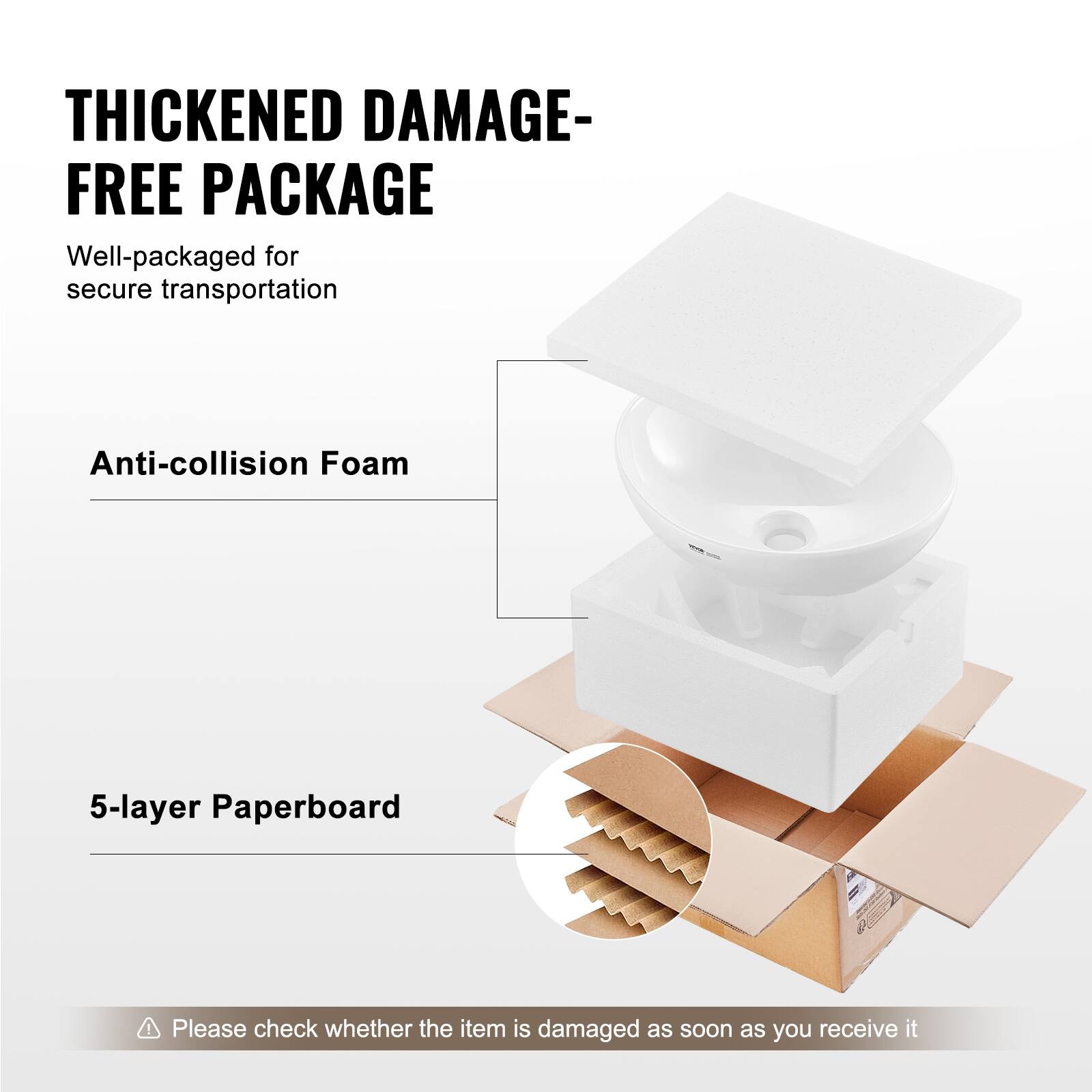 **THICKENED DAMAGE-FREE PACKAGE**

- Well-packaged for secure transportation

- Anti-collision Foam

- 5-layer Paperboard

Please check whether the item is damaged as soon as you receive it
