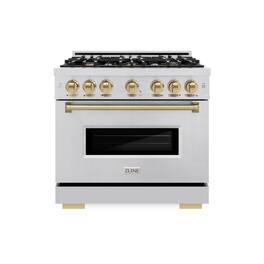 ZLINE - Autograph 36" Classic Dual Fuel Range w/ 6 Burners & Champagne Bronze Accents (CDRZ-36-CB) - Stainless Steel