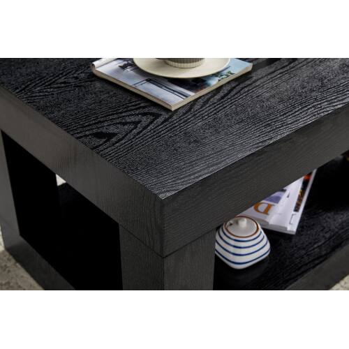 Alt View 1. Loheer - Loheer- Modern 2-Tier Coffee Table Open Storage 3.29x1.8x1.5 ft Rectangular Center Table for Living Room - Black Woodgrain.