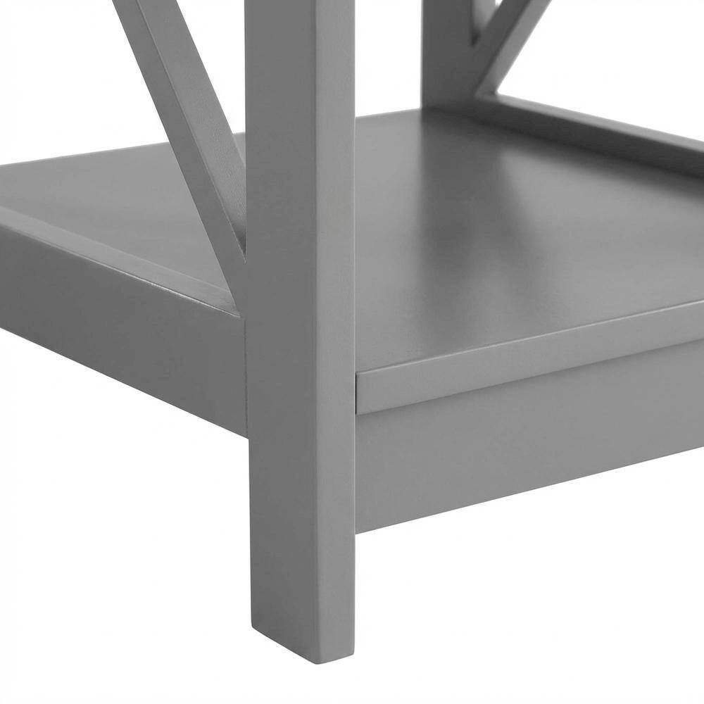 Left. FurniFact - Gray end table with storage shelves in transitional coastal style - Gray.